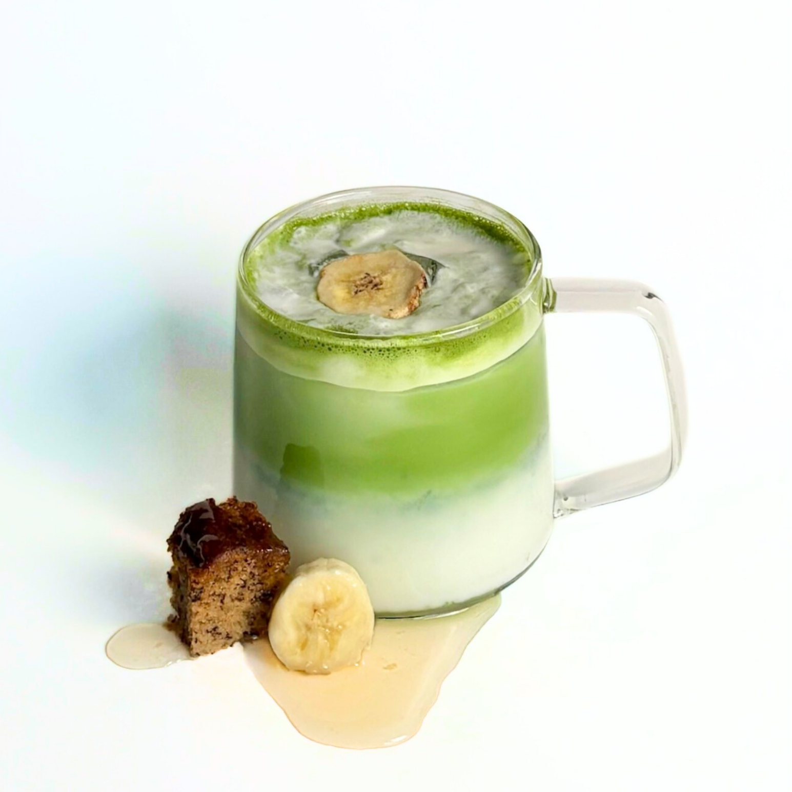 banana bread matcha latte